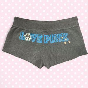 Victoria's Secret PINK Women's Grey and Blue Sweat Shorts